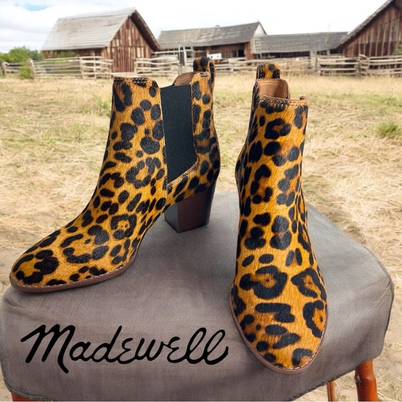 MADEWELL The Regan Boot in Leopard Calf Hair Ankle Boots Size 7 NWT - Picture 1 of 11
